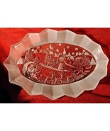 Oval Platter Mikasa Glass Santa&#39;s Sleigh Frosted Clear Dish Christmas Mo... - $17.06
