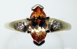 14K Gold .73ct Genuine Natural Precious Topaz Ring with Diamonds (#J3300) - £502.61 GBP