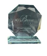 CRYSTAL GLASS NO LIMIT HOLD&#39;EM POKER CHAMPIONSHIP TROPHY/PAPERWEIGHT BEL... - $284.95