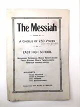 Antique THE MESSIAH Program c.1916 East High School Minneapolis Minnesota - $15.00