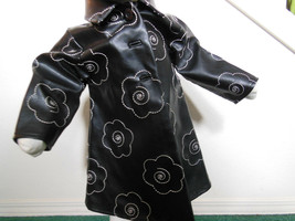 The Children's Place lined vinyl jacket Black with embroidered flowers 12 months - $13.85