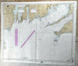Vtg NOAA Martha&#39;s Vineyard MA to Block Island RI Sounding Map #13218 44&quot;... - £17.52 GBP