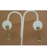 DANGLE BELLS CLIPON OPEN DESIGN EARRING GOLD TONED SCREW-ON BACK FASHION... - $27.99