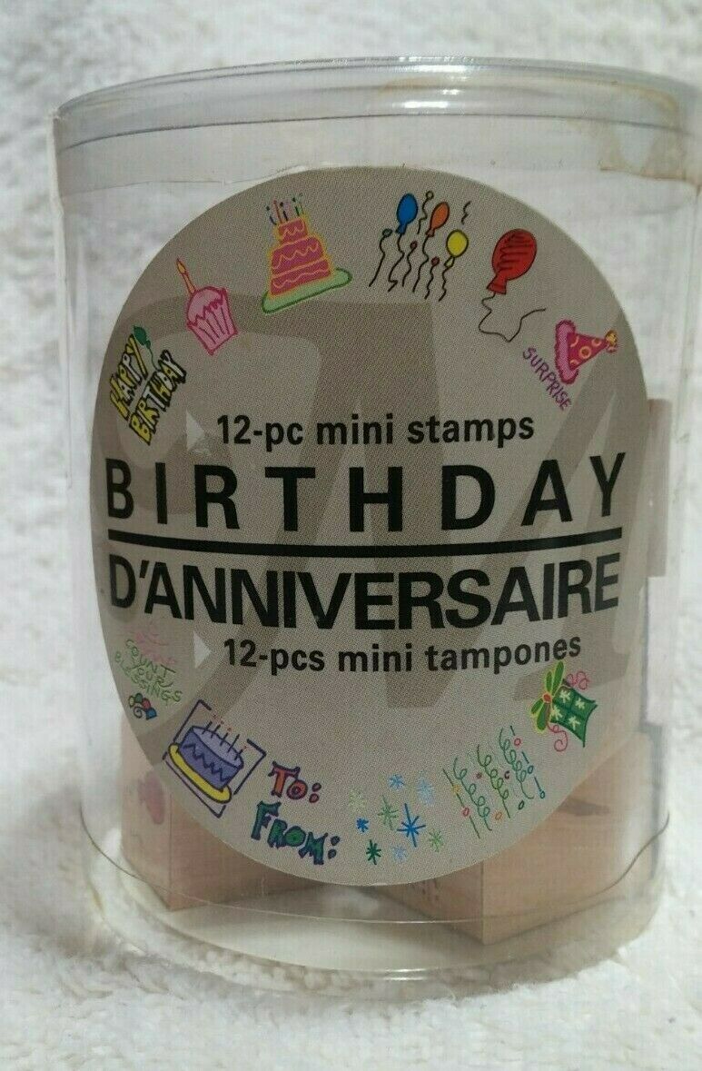 Happy Birthday Stamps, Set of 12 Mini Stamps, Lot of 12, Michaels, NEW - $12.95