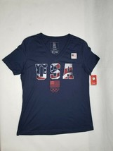 Team USA Olympic Women&#39;s V Neck T-Shirt Navy Blue Medium New With Tags CA3  - £4.68 GBP
