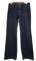 J Jill 10 Peptite Blue Denim Jeans Smooth Fit Bootcut Leg Raw Hem  - £22.77 GBP