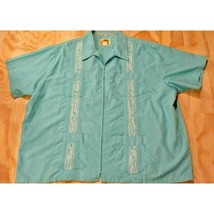 Genuine Haband Guayabera Teal Cuban SS 4XXL Embroidered Wedding Beach - $16.70