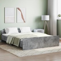 Bed Frame with Headboard and Footboard Concrete Grey 150x200 cm King Size - £99.23 GBP