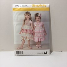 Simplicity 1474 Size 2-6X Child&#39;s Dresses and Headband - £10.09 GBP