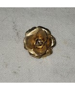 Vintage Gold Tone Lapel Pin Rose Floral Flower 1 Inch Brooch - £7.12 GBP