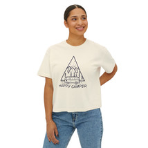 Women&#39;s Boxy T-Shirt with Happy Camper Print, Ethically Made from 100% Cotton - £22.27 GBP+