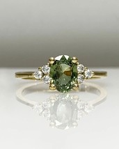 14K White Gold Plated 2.40Ct Oval Simulated  Green Sapphire Wedding Ring Women - £82.63 GBP