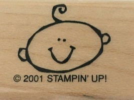 Stampin Up Stamp Baby Face Curly Hair Boy Girl Baby Announcement Card Making Art - £2.33 GBP