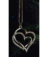 Leaf Infinity Love Double Heart Gold Pendant Necklace Crystal Jewelry Gifts - $32.04