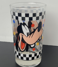 Disney Goofy Faces Glass Tumbler Cup Checkerboard Pattern Vintage 1994 - £7.73 GBP