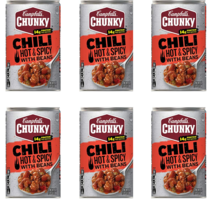 6 Campbell&#39;s Chunky Hot &amp; Spicy Chili with Beans, 16.5 oz. Can Pack Of 6 - $44.77