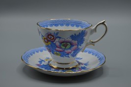 ROYAL ALBERT Bone China Blue Floral Tea Cup &amp; Saucer 2247 England - £27.05 GBP