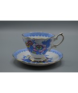 ROYAL ALBERT Bone China Blue Floral Tea Cup &amp; Saucer 2247 England - £26.74 GBP