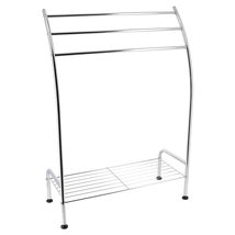 Freestanding Curved 3 Towels Stand with Shelf Chromed Metal - £59.79 GBP