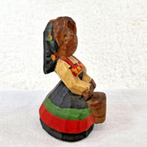 Wood Hand Carved Dutch Girl w Wooden Pail Bucket Folk Art Hand Painted V... - $12.37