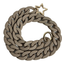 Acrylic smooth rubber coated chunky chain link strap, taupe, gold hardware - $20.91
