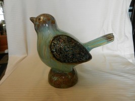 Painted Resin Blue Bird Of Happiness with Jeweled Wings, Blue &amp; Brown - £47.96 GBP
