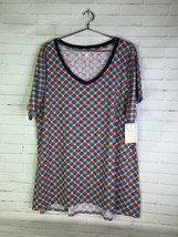 LuLaRoe Christy T Shirt Plaid Print Short Sleeve Tee Soft Women&#39;s Plus Size 3XL - £17.45 GBP
