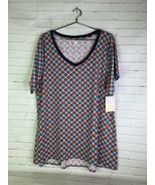 LuLaRoe Christy T Shirt Plaid Print Short Sleeve Tee Soft Women&#39;s Plus S... - £17.44 GBP