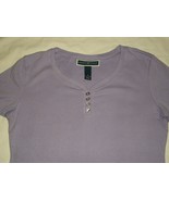 Macy&#39;s Karen Scott Henley Women&#39;s Lavender Short Sleeve Top T-Shirt Smal... - £15.93 GBP