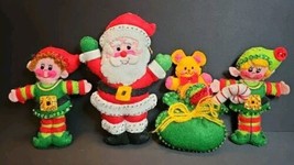 VTG Bucilla Santa &amp; Helpers Felt Jeweled Beaded Sequin Christmas Ornaments 3586 - $69.29