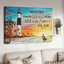 Mightier Than The Waves Of The Sea Is His Love For You Lighthouse Scenery 1 - £12.31 GBP