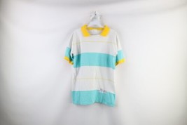 Vintage 90s Streetwear Mens Medium Striped Color Block Collared Golf Polo Shirt - £30.52 GBP