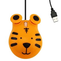 Cute Animal Tiger Shaped Wired Mouse Cartoon Small Corded Optical Mice 1600 Dpi  - £11.78 GBP