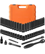 56-Piece 1/4&quot; Drive Impact Socket Set with Ratchet and Case, SAE &amp; Metric - $83.47 CAD