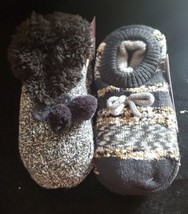 2 pair JOYSPUN Beige Sweaterknit  Fur Lined  Slippers Socks Sz 4-10 black new - £11.59 GBP