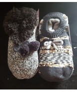 2 pair JOYSPUN Beige Sweaterknit  Fur Lined  Slippers Socks Sz 4-10 blac... - £11.68 GBP