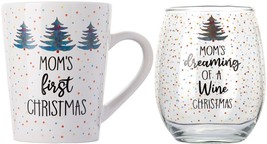 16oz Mom Christmas Tree Mug and Stemless Wine Glass - £29.24 GBP