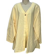 Coldwater Creek One Button Linen Cardigan Top Yellow Size 1X Tie Back New  - £35.57 GBP