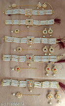 Indian Kundan Mirror Big Sale Necklace Choker Earrings Tikka Jewelry Only 1 Set - £11.12 GBP