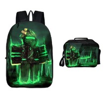 Roblox Backpack Package Series Lunch Box Schoobag Bookbag Green Light - £36.98 GBP