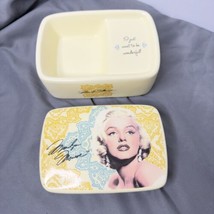 Marilyn Monroe Ceramic Trinket Jewelry Box Yellow And Blue Gorgeous Room Decor  - £32.53 GBP