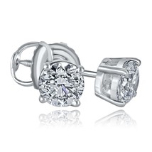 0.94 TCW Redondo Brillante Corte Diamante Tuerca 4 Engarzado Pendientes 14k - £2,128.58 GBP