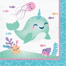 Narwhal Party Lunch Napkins Paper 16 Pack Narwhal Birthday Party Tableware - £12.64 GBP