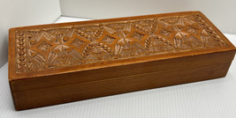 Vintage USSR Wooden Casket Box 11 Inch By 4 Inch Wood - $30.39