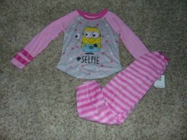 Girls Pajamas 2 Pc Despicable Me Pink Minions Selfie Long Sleeve Top Pants $36-8 - £11.87 GBP