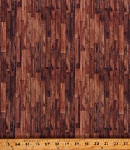 Cotton Wood Plank Brown Wood Flooring Barn Fabric Print by the Yard D783.93 - £9.68 GBP