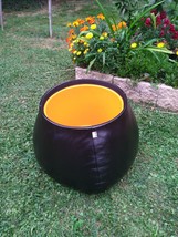 B &amp; B Italia Leather Ottoman Patricia Urquiola Fat-Fat Black Orange Storage Pouf - $969.03