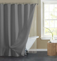 Dainty Home Waffle Textured Outer Shower Curtain Only, Cotton, Grey - £15.81 GBP