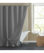 Dainty Home Waffle Textured Outer Shower Curtain Only, Cotton, Grey - £14.86 GBP