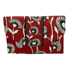 Vera Bradley Houndstooth/Red Floral Deco Daisy Folder Clutch - £14.55 GBP